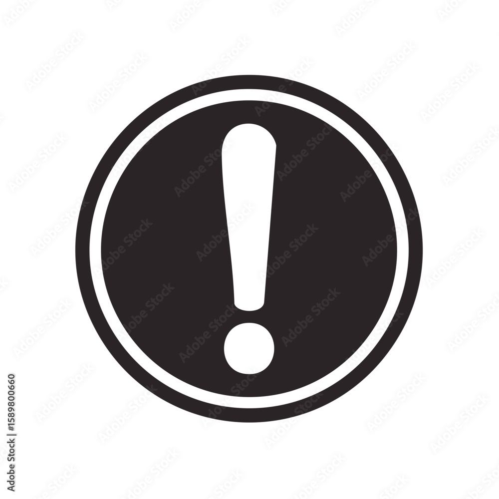 Poster bold exclamation point icon encased in circular border a symbol of alerts warnings and notices atten