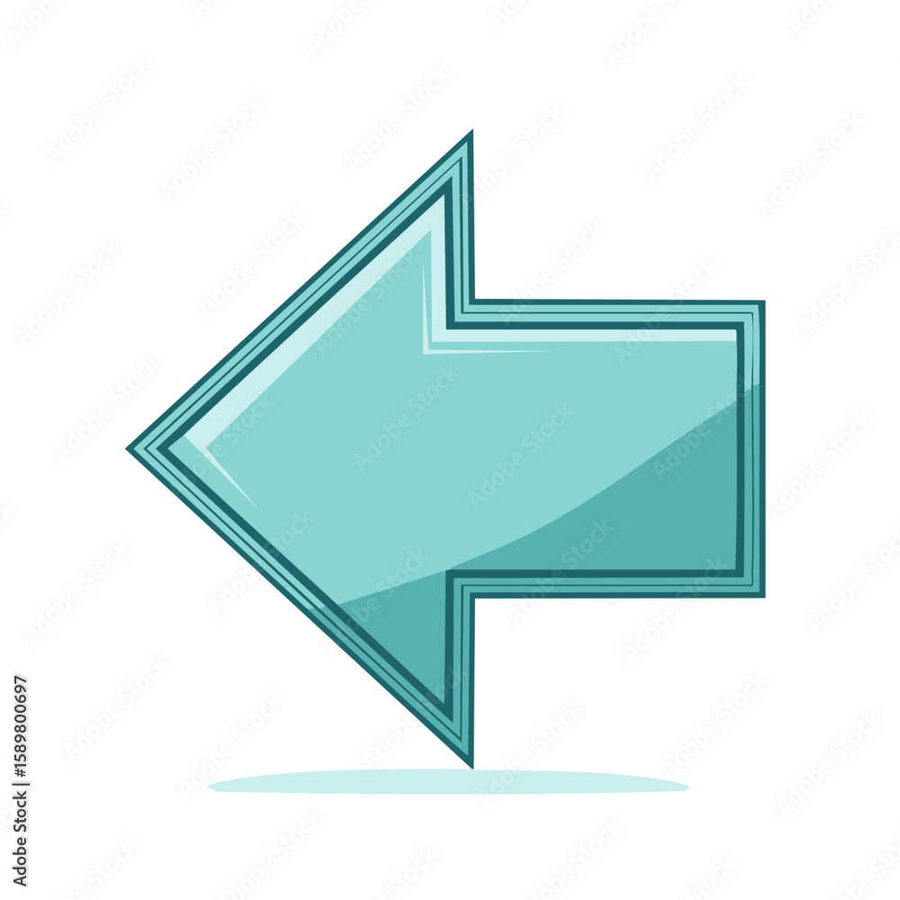 Poster arrow pointer graphic points to the left teal sign direction guide design element illustration with 