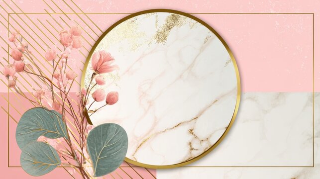 Wedding invitation cards with Luxury gold marble texture background and geometric pattern vector design template, no logos, no brands