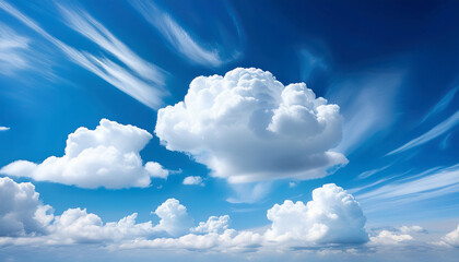 fast moving white clouds on blue sky