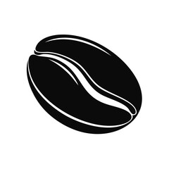 Obraz premium Single coffee bean silhouette icon in black and white isolated vector illustration for food and beverage cafe concept.