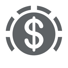 Obraz premium Money icon depicting a dollar sign in center of a coin with segmented outline representing earnings