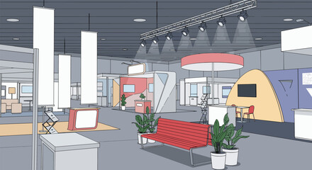 Modern exhibition booth designs for product launches and networking events