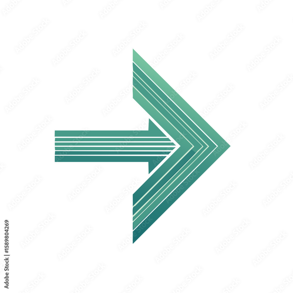 Poster stylized directional arrow indicating right movement forward with parallel lines