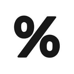 Bold black percentage symbol isolated, signifying discounts, sales, and financial figures prominently displayed.