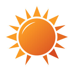 Orange Sun Vector Graphic with Gradient Glowing Warm Weather Icon