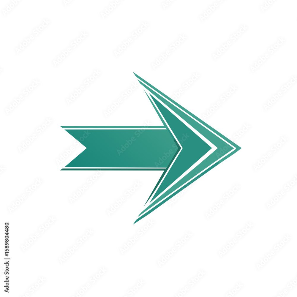 Poster green arrow pointing directional indicator forward progression navigation