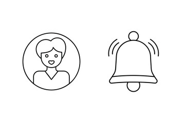 Person profile and ringing bell icon avatar user