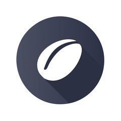 Coffee Bean Icon in Dark Circle with Long Shadow Fresh Roast Aroma Drink Symbol