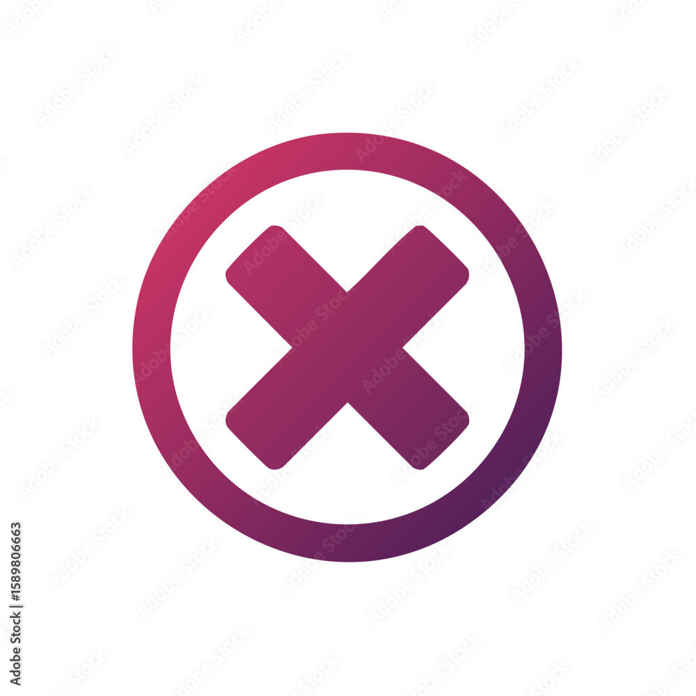 Poster gradient decline symbol. no sign. cancel icon. reject graphic with smooth color transition.