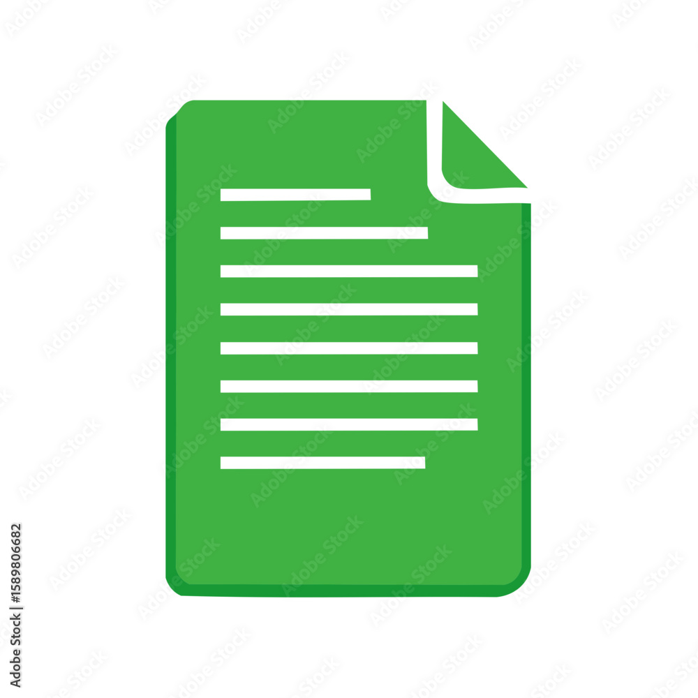 Poster green document icon with text lines paper sheet information file