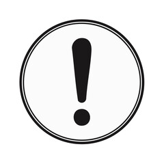Black exclamation point mark inside circular emblem for attention, warning, alerts, errors