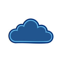 Single Blue Cloud Graphic Icon for Weather Forecasts or Digital Storage Concepts