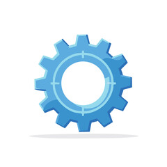 Blue Gear Cog Icon Illustrating Mechanical System and Technological Concepts