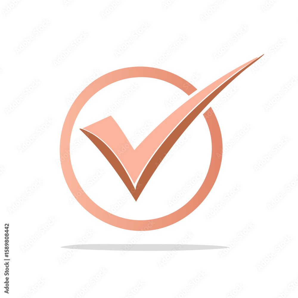 Aufkleber elegant check mark in circle for confirmation and approval in warm tone