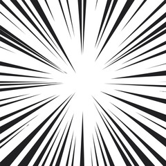 Obraz premium Comic speed lines. Radial manga burst. Vector cartoon action and motion rays with lightnings. Boom effect with perspective.bang, blast, boom, burst, comic, effect, explode, explosion, fast, flash, 