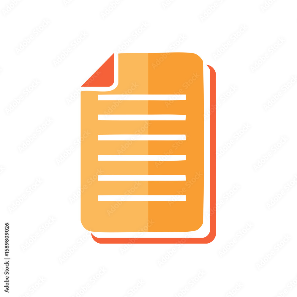 Poster stylized document stack icon with text in orange hues