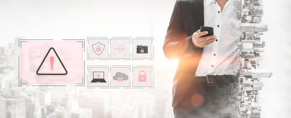 Cybersecurity threat focuses on cybersecurity, threat, and data breach with strong emphasis on...