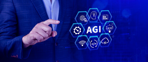 AGI concept, Artificial general intelligence, AI knowledge learning technology, AGI is the future...