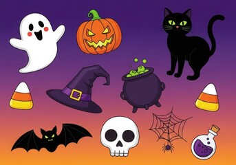 Halloween Banner with Spooky Night and Bats