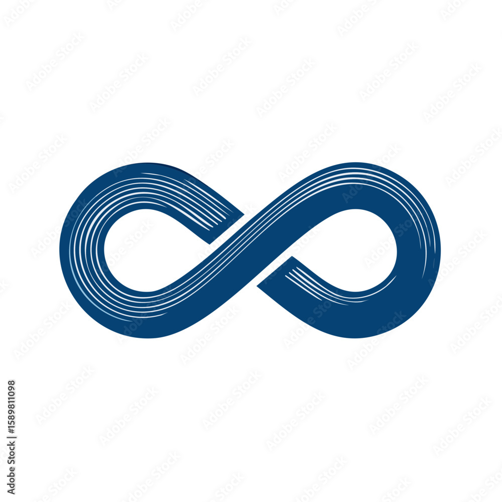 Poster abstract infinity sign design made with parallel lines showing the concept of endless loop or everla