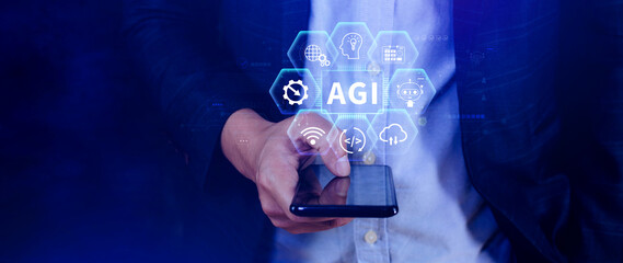 AGI concept, Artificial general intelligence, AI knowledge learning technology, AGI is the future...