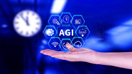 AGI concept, Artificial general intelligence, AI knowledge learning technology, AGI is the future...