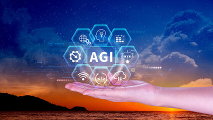 AGI concept, Artificial general intelligence, AI knowledge learning technology, AGI is the future...