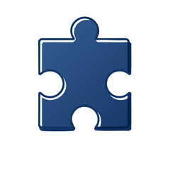 Obraz premium Blue Jigsaw Puzzle Piece Icon Solving and Collaboration Visual Symbol