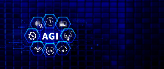 AGI concept, Artificial general intelligence, AI knowledge learning technology, AGI is the future...