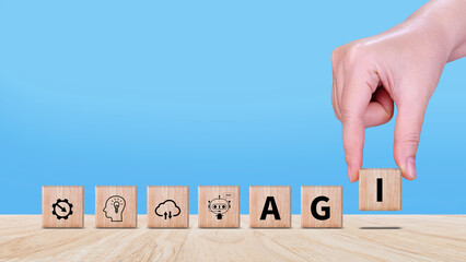 AGI concept, Artificial general intelligence, AI knowledge learning technology, AGI is the future...