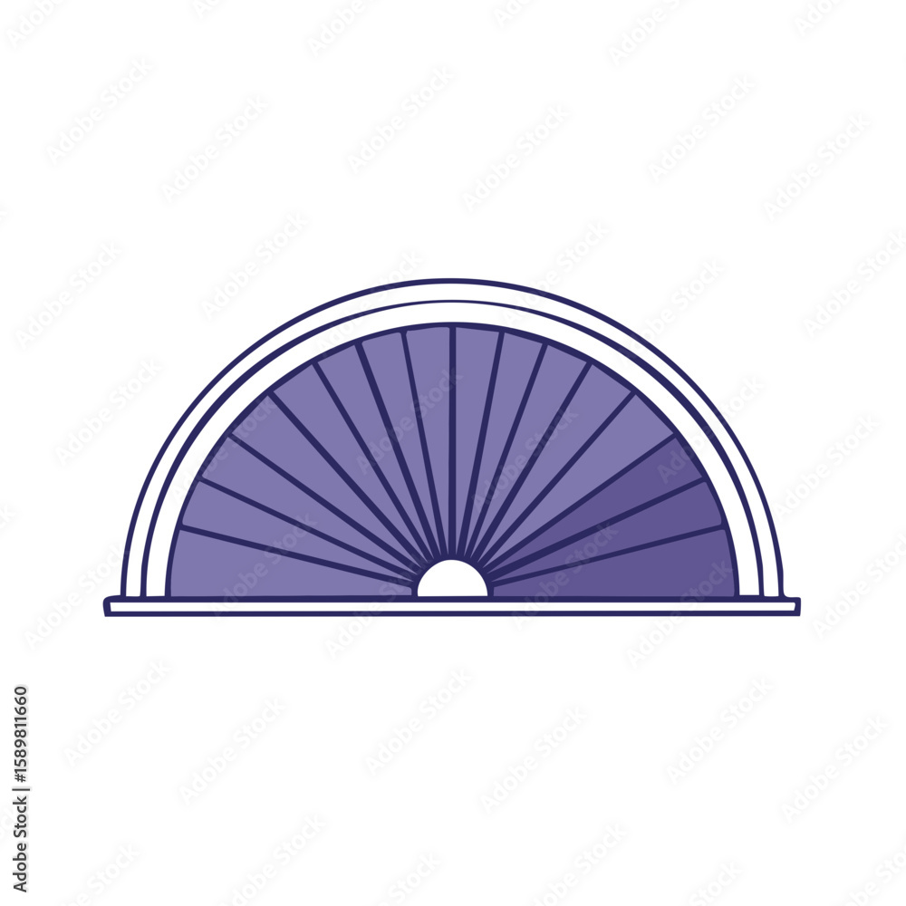 Poster abstract semicircle window frame with radial pattern light purple