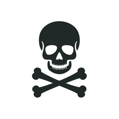 Skull and Crossbones Silhouette Illustration, Symbol of Danger, Death, Pirate Symbol, Hazard Warning Sign