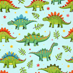 Obraz premium dinosaur seamless pattern