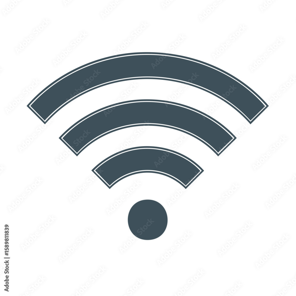 Poster wireless internet access signal icon showing connection strength and data transmission