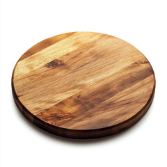 Round wooden cutting board with natural wood grain kitchen