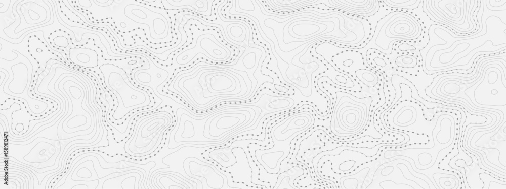 Aufkleber white and  gray topographic map with dotted lines and contours in shades of white and light gray surface design creates an abstract and minimalist background texture.