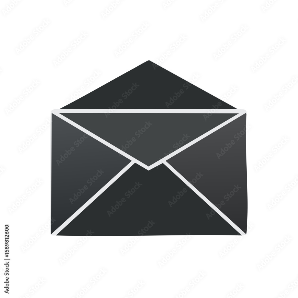 Poster simple black envelope open ready for message incoming communication concept