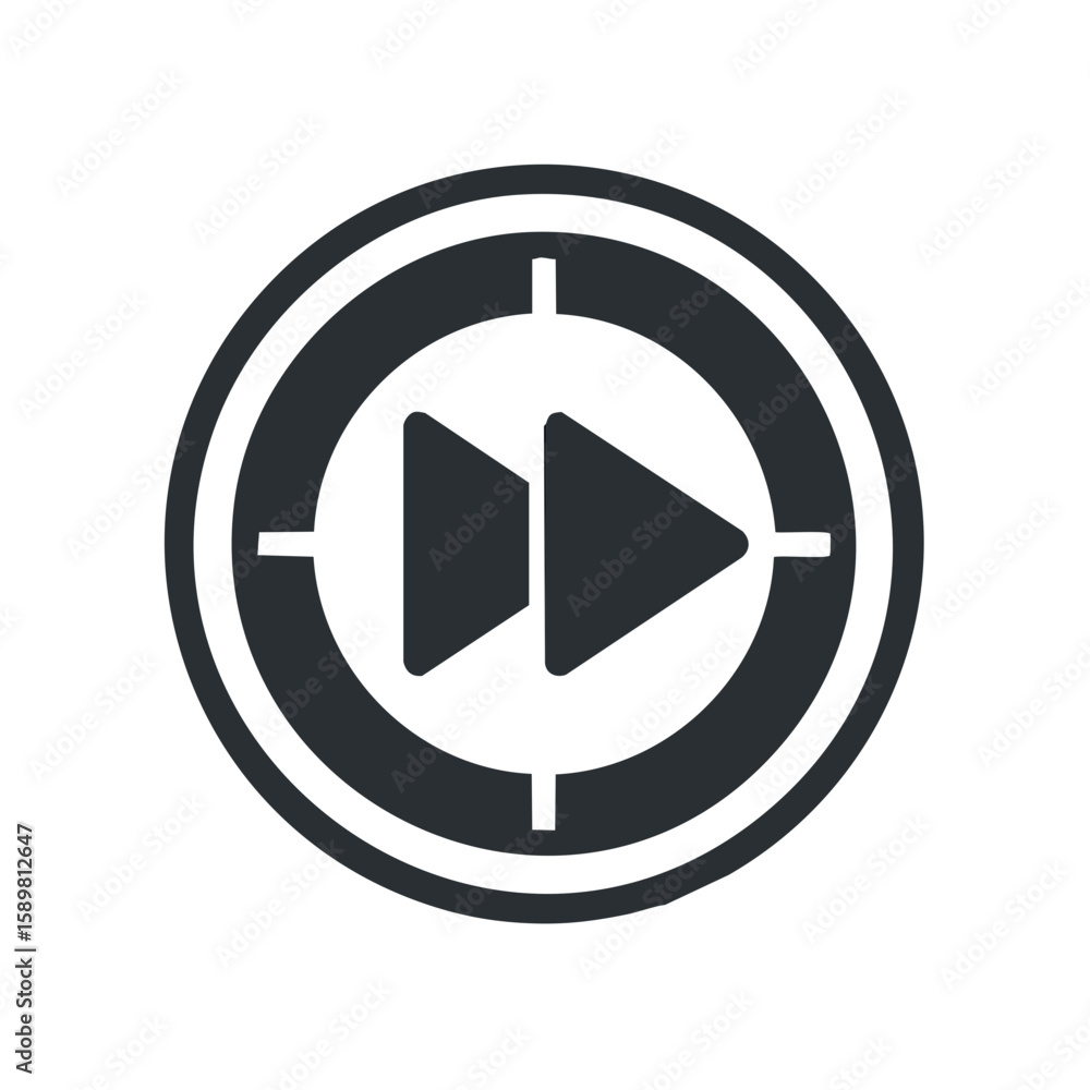 Poster forward arrows in circular target fast forward icon media controls navigation symbol