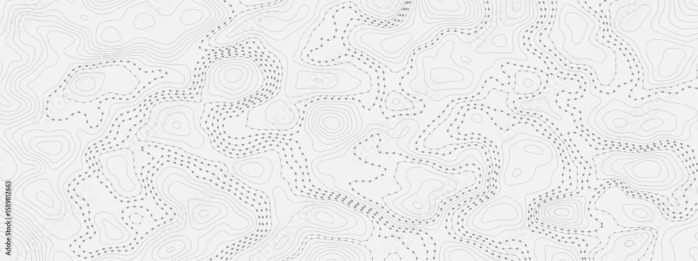 Aufkleber white and gray topographic map with dotted lines and contours in shades of white and light gray surf
