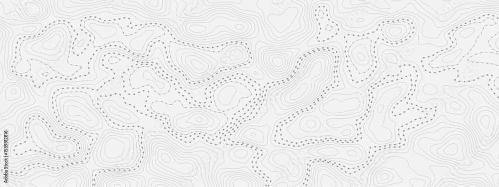 Aufkleber white and  gray topographic map with dotted lines and contours in shades of white and light gray surface design creates an abstract and minimalist background texture.