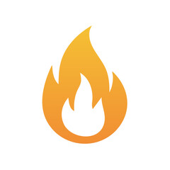 Isolated vibrant orange flame emblem with gradient shading against white background