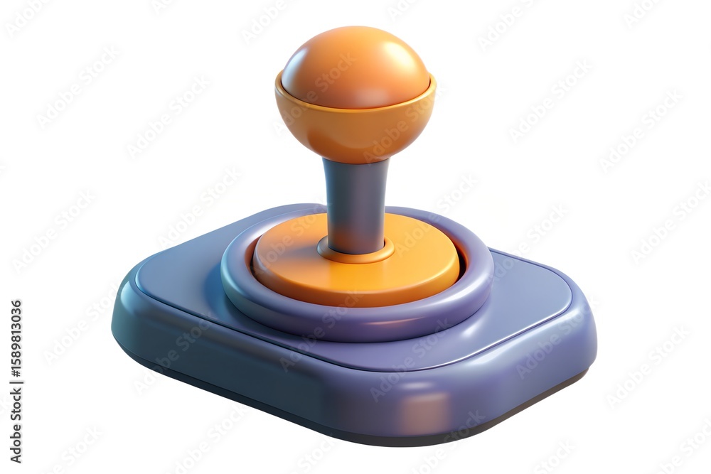 Poster retro style orange and purple joystick controller on white background