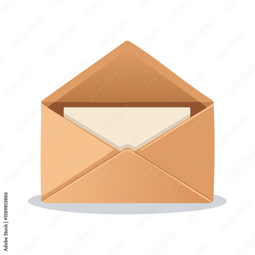 Poster open envelope with a blank letter inside for correspondence and communication