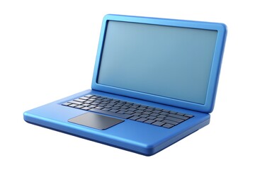 Modern blue laptop computer with blank screen and keyboard