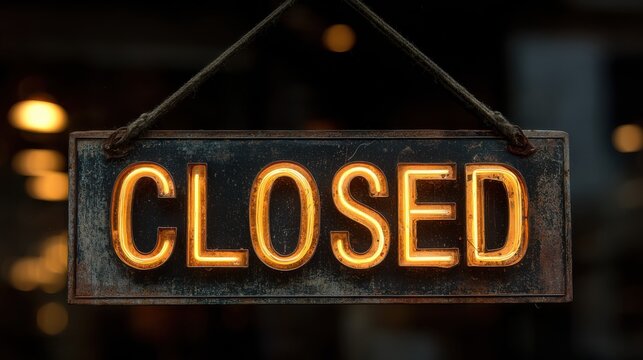 closed sign hanging outside a restaurant, store, office or other
