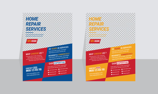 Home repair services flyer template Design and Handyman service Flyer template.
