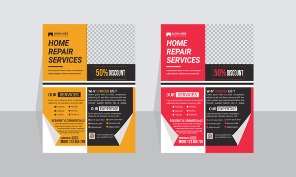 Home repair services flyer template Design and Handyman service Flyer template.