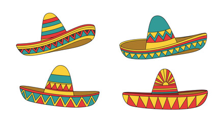 Colorful traditional mexican sombrero hats festive celebration fiesta attire cultural headwear artistic design elements fun party accessories