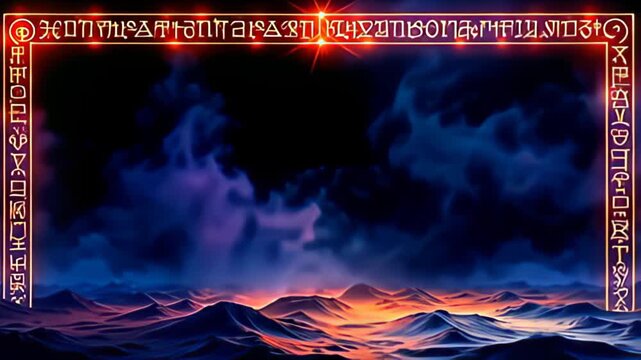 laid framing an strong inglorious background, ampere Runic perimeter shot inscribe with radiant glyph emerges, transition swimmingly ampere brilliant ripple of tint wave roughly it